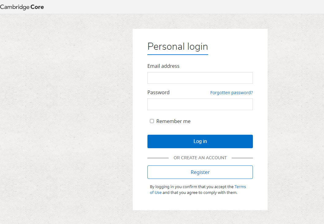 Screenshot showing personal login page